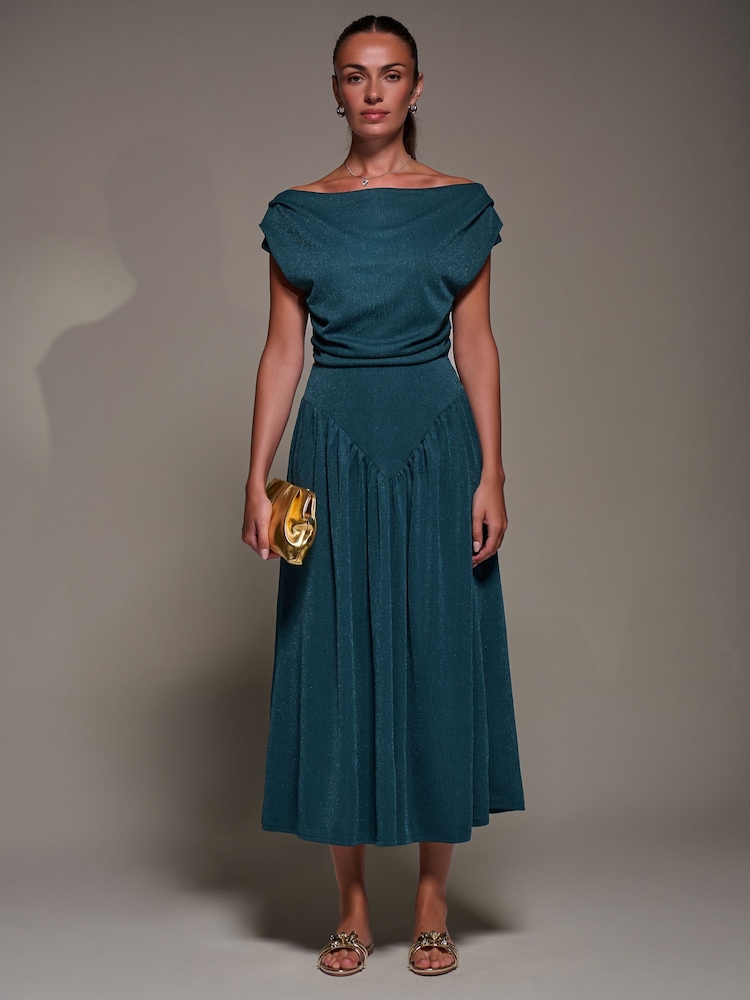 Jolie Moi Blue Asymmetric Neckline Midaxi Dress - Image 1 of 6