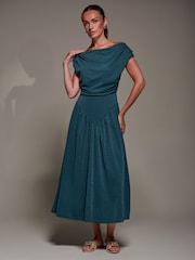 Jolie Moi Blue Asymmetric Neckline Midaxi Dress - Image 4 of 6