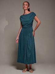 Jolie Moi Blue Asymmetric Neckline Midaxi Dress - Image 6 of 6