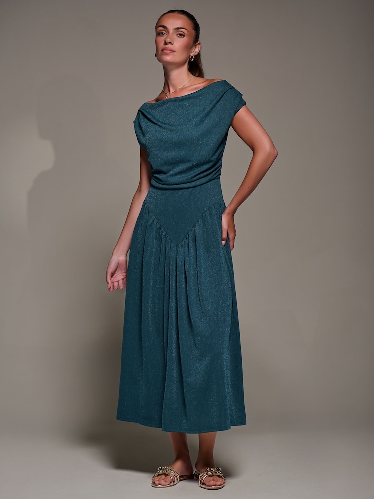 Jolie Moi Blue Asymmetric Neckline Midaxi Dress - Image 6 of 6