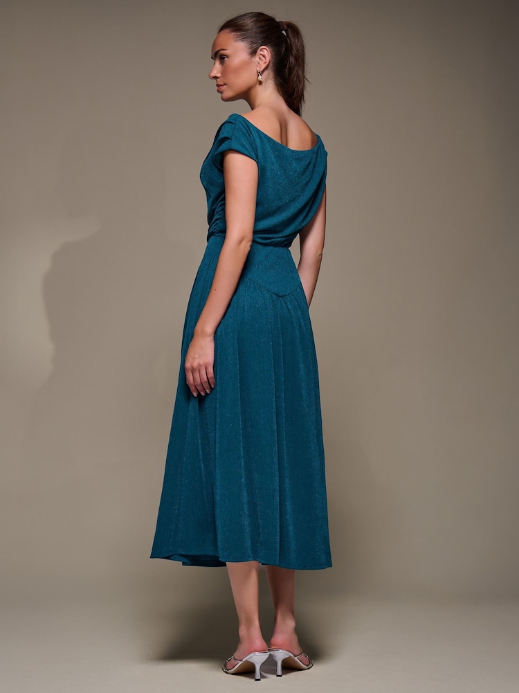 Jolie Moi Blue Asymmetric Neckline Midaxi Dress - Image 2 of 6 Jolie Moi Blue Asymmetric Neckline Midaxi Dress - Image 2 of 6