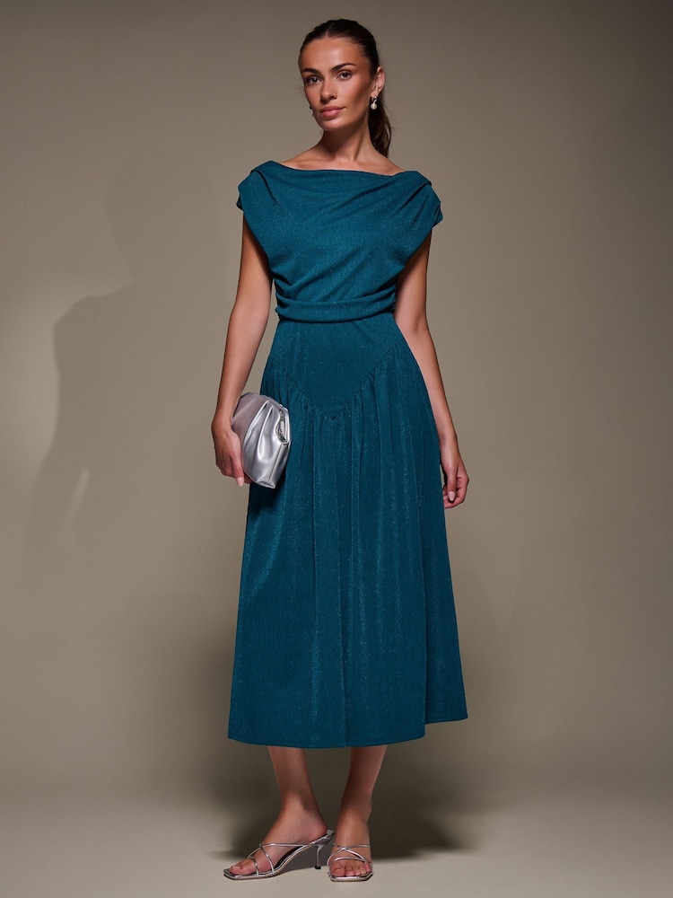 Jolie Moi Blue Asymmetric Neckline Midaxi Dress - Image 6 of 6 Jolie Moi Blue Asymmetric Neckline Midaxi Dress - Image 6 of 6