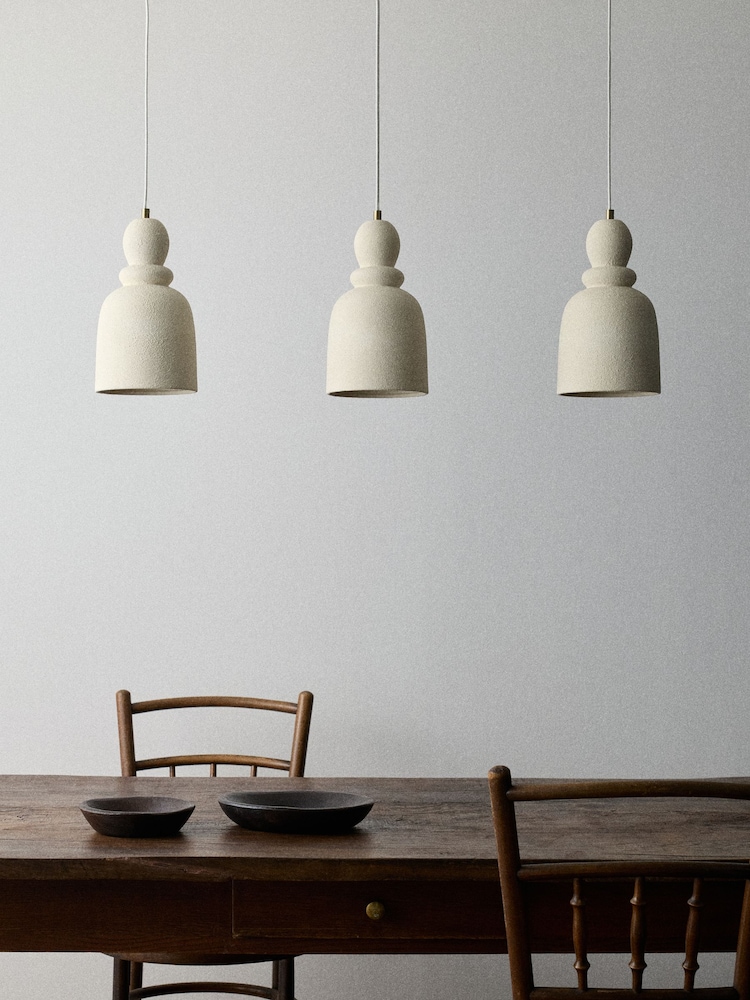 The Set 3 Pack Cream Textured Ceramic Pendant Ceiling Lights - Image 2 of 6 The Set 3 Pack Cream Textured Ceramic Pendant Ceiling Lights - Image 2 of 6