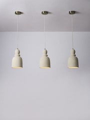 The Set 3 Pack Cream Textured Ceramic Pendant Ceiling Lights - Image 3 of 6