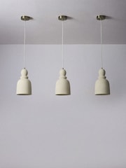 The Set 3 Pack Cream Textured Ceramic Pendant Ceiling Lights - Image 4 of 6