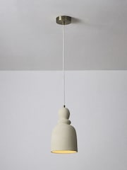 The Set 3 Pack Cream Textured Ceramic Pendant Ceiling Lights - Image 5 of 6
