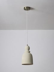 The Set 3 Pack Cream Textured Ceramic Pendant Ceiling Lights - Image 6 of 6