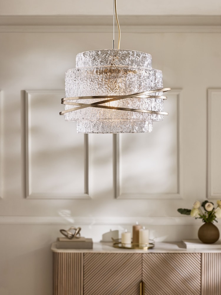 Lipsy Brass Bangle Texture Chandelier Ceiling Light - Image 1 of 6
