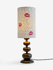 Rockett St George Love Letters Black/Ecru Print Bobbin Table Lamp - Image 2 of 6