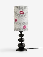 Rockett St George Love Letters Black/Ecru Print Bobbin Table Lamp - Image 3 of 6
