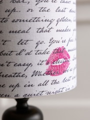 Rockett St George Love Letters Black/Ecru Print Bobbin Table Lamp - Image 4 of 6