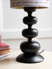Rockett St George Love Letters Black/Ecru Print Bobbin Table Lamp - Image 6 of 6