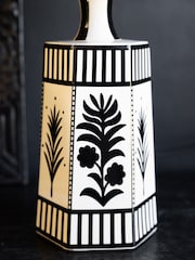 Rockett St George Black/Cream Artisan Folklore Ceramic Table Lamp - Image 3 of 7