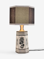 Rockett St George Black/Cream Artisan Folklore Ceramic Table Lamp - Image 6 of 7