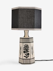 Rockett St George Black/Cream Artisan Folklore Ceramic Table Lamp - Image 7 of 7