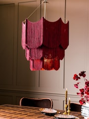 Rockett St George Burgundy Red Decadent Rouge Fringe Chandelier Ceiling Light - Image 1 of 5