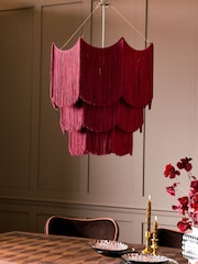 Rockett St George Burgundy Red Decadent Rouge Fringe Chandelier Ceiling Light - Image 2 of 5