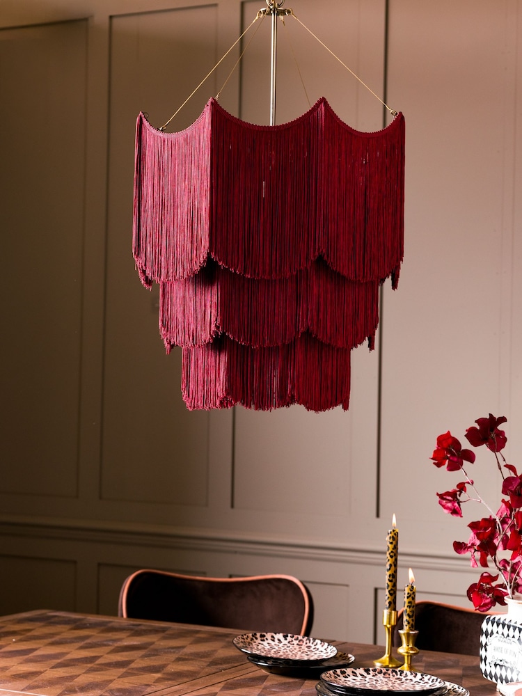Rockett St George Burgundy Red Decadent Rouge Fringe Chandelier Ceiling Light - Image 2 of 5 Rockett St George Burgundy Red Decadent Rouge Fringe Chandelier Ceiling Light - Image 2 of 5
