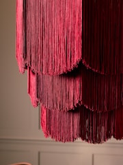 Rockett St George Burgundy Red Decadent Rouge Fringe Chandelier Ceiling Light - Image 3 of 5