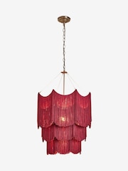 Rockett St George Burgundy Red Decadent Rouge Fringe Chandelier Ceiling Light - Image 4 of 5