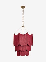 Rockett St George Burgundy Red Decadent Rouge Fringe Chandelier Ceiling Light - Image 5 of 5