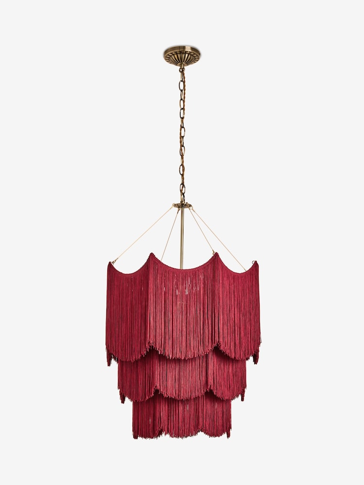 Rockett St George Burgundy Red Decadent Rouge Fringe Chandelier Ceiling Light - Image 5 of 5 Rockett St George Burgundy Red Decadent Rouge Fringe Chandelier Ceiling Light - Image 5 of 5
