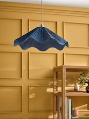 Nina Campbell Navy Sorrel Pleated Wave Shade Ceiling Light - Image 2 of 6