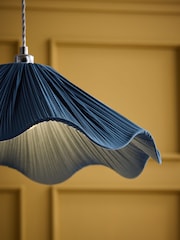 Nina Campbell Navy Sorrel Pleated Wave Shade Ceiling Light - Image 3 of 6