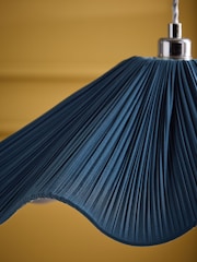 Nina Campbell Navy Sorrel Pleated Wave Shade Ceiling Light - Image 4 of 6