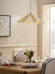 Nina Campbell Cream Sorrel Pleated Wave Shade Ceiling Light - Image 2 of 6