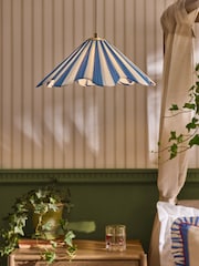Lia Gold x Next Blue/White Striped Single Pendant Celing Light - Image 1 of 6