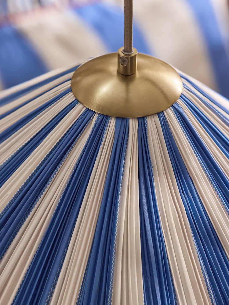 Lia Gold x Next Blue/White Striped Single Pendant Celing Light - Image 4 of 4 Lia Gold x Next Blue/White Striped Single Pendant Celing Light - Image 4 of 4