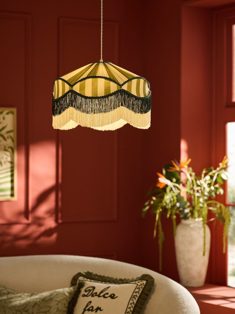 Lia Gold x Next Green/Ecru Stripe Easy Fit Light Shade - Image 1 of 5 Lia Gold x Next Green/Ecru Stripe Easy Fit Light Shade - Image 1 of 5