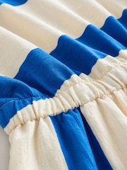 Blue/White Stripe Sleeveless Tie Waist Cotton Playsuit - Image 2 of 3