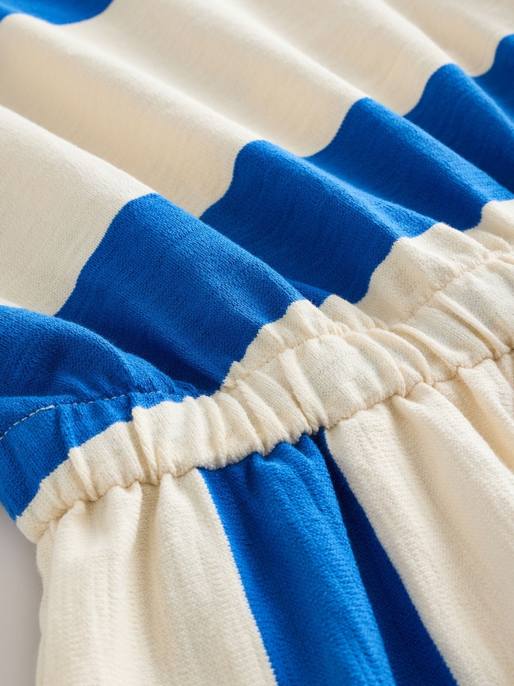 Blue/White Stripe Sleeveless Tie Waist Cotton Playsuit - Image 2 of 3