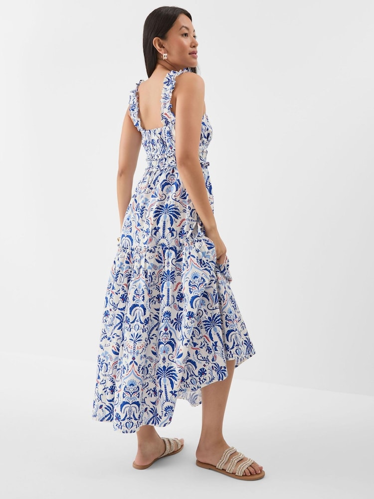 Accessorize Blue Palm Print Tiered Maxi Dress - Image 2 of 4 Accessorize Blue Palm Print Tiered Maxi Dress - Image 2 of 4