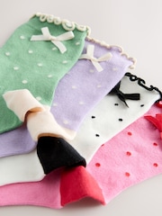 Pink, Purple Green and White - 4 Pack Cotton Rich Spot Ankle Socks - Imaginea 2 din 3