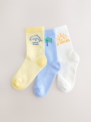 modra/rumena - Komplet 3 parov z bombažem bogatih nizkih nogavic z oblazinjenim podplatom - Slika 1 iz 3