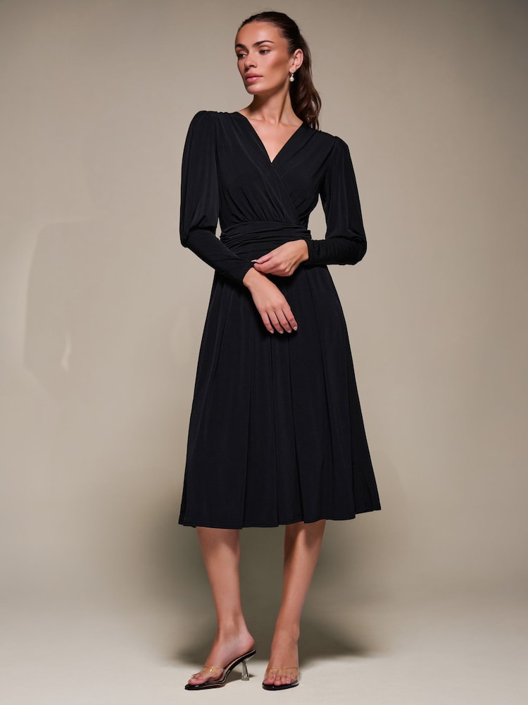 Buy Jolie Moi Black Puff Long Sleeve Jersey Midi Dress from Next USA