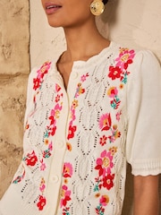 Love & Roses Embroidered Flower Detail Knitted Top - Bild 2 von 4