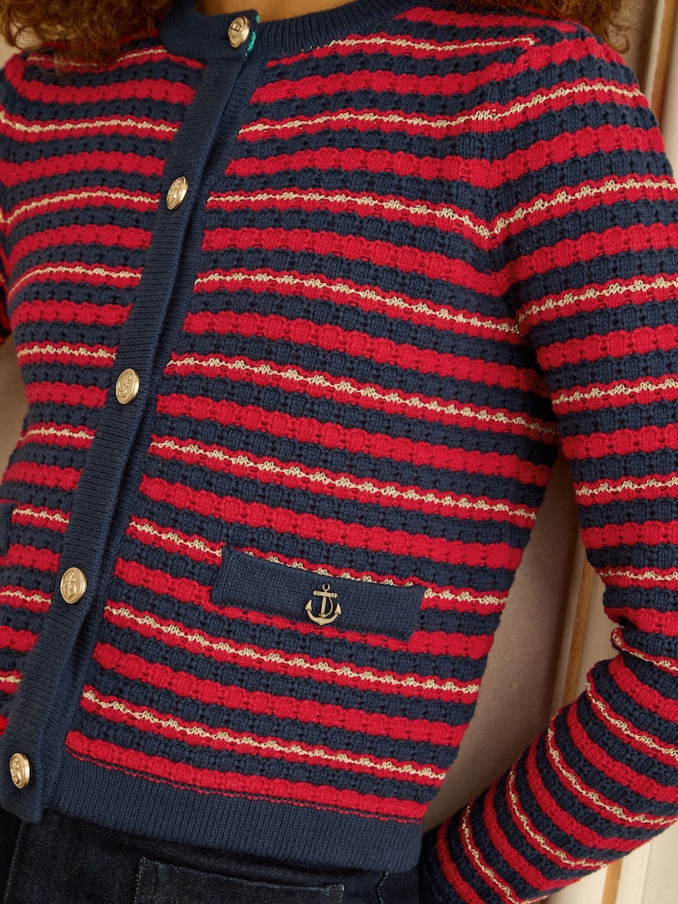 Love & Roses Red Button Detail Cardigan - Image 2 of 5 Love & Roses Red Button Detail Cardigan - Image 2 of 5