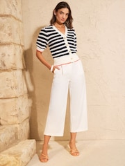 Love & Roses Navy Blue and White Striped Knitted Cardigan With Starfish Button Detail - Image 3 of 4