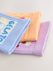 Purple, Blue and Orange Food Cotton Rich Cushioned Sole Ankle Socks 3 Pack - Image 3 of 3