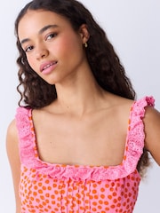 Pink Spot Frill Edge Mini Summer Dress - Image 3 of 3