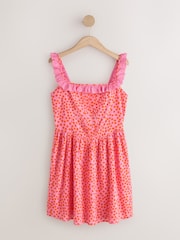 Pink Spot Frill Edge Mini Summer Dress - Image 4 of 6