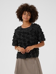 CULTURE Black CUcebrine Short Sleeve Floral Blouse - Image 1 of 6