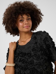 CULTURE Black CUcebrine Short Sleeve Floral Blouse - Image 4 of 6