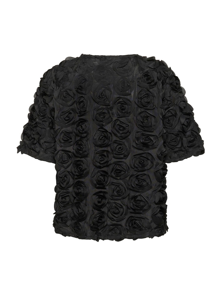 CULTURE Black CUcebrine Short Sleeve Floral Blouse - Image 6 of 6