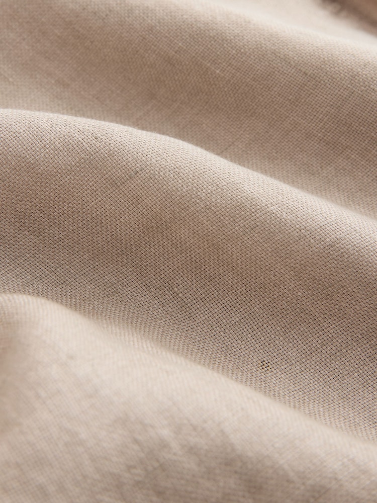 Neutral 100% Linen Drawstring Waist Shorts - Image 10 of 10