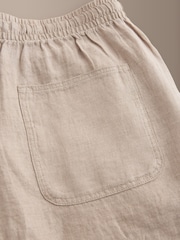 Neutral 100% Linen Drawstring Waist Shorts - Image 9 of 10